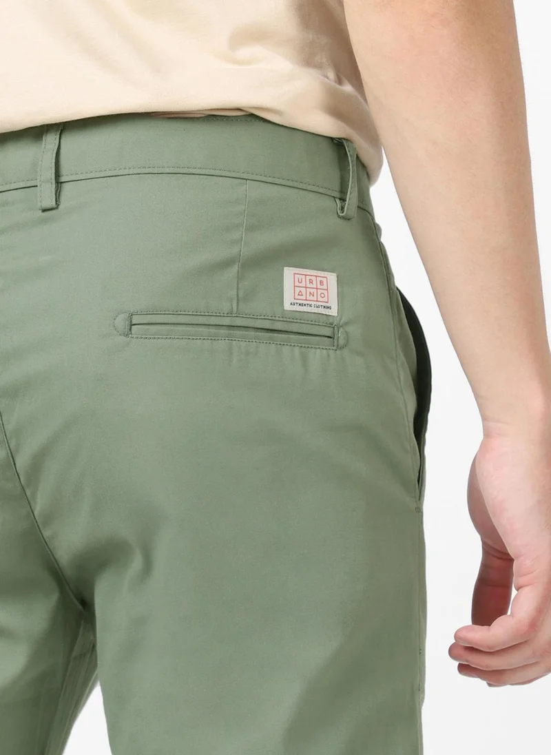 Urbano Fashion  Urbano Fashion Men's Green Cotton Slim Fit Casual Chinos Trousers for Men | Best Price UAE
